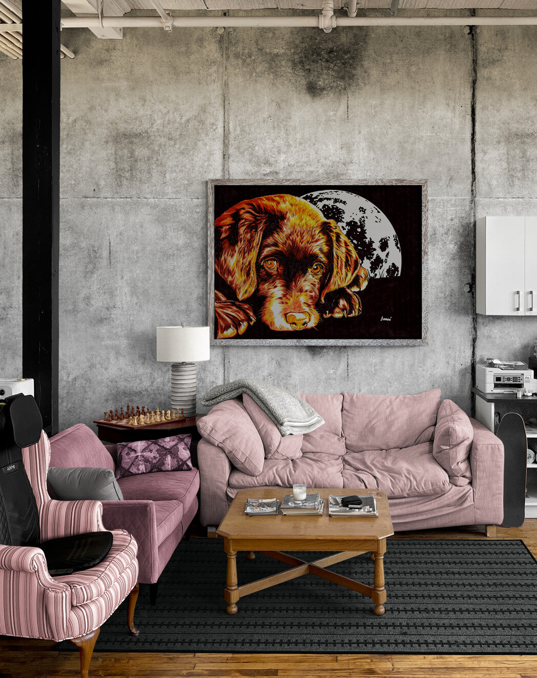 Chocolate Lab Puppy in the Moonlight Wall Art Poster