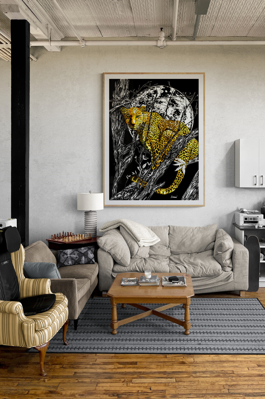 Cheetah 1 Wall Art Poster, Hand Drawn Art by Kris Curran