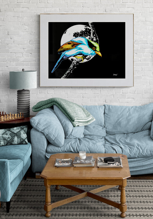 Exotic Bird Original Hand Drawn Wall Art Poster
