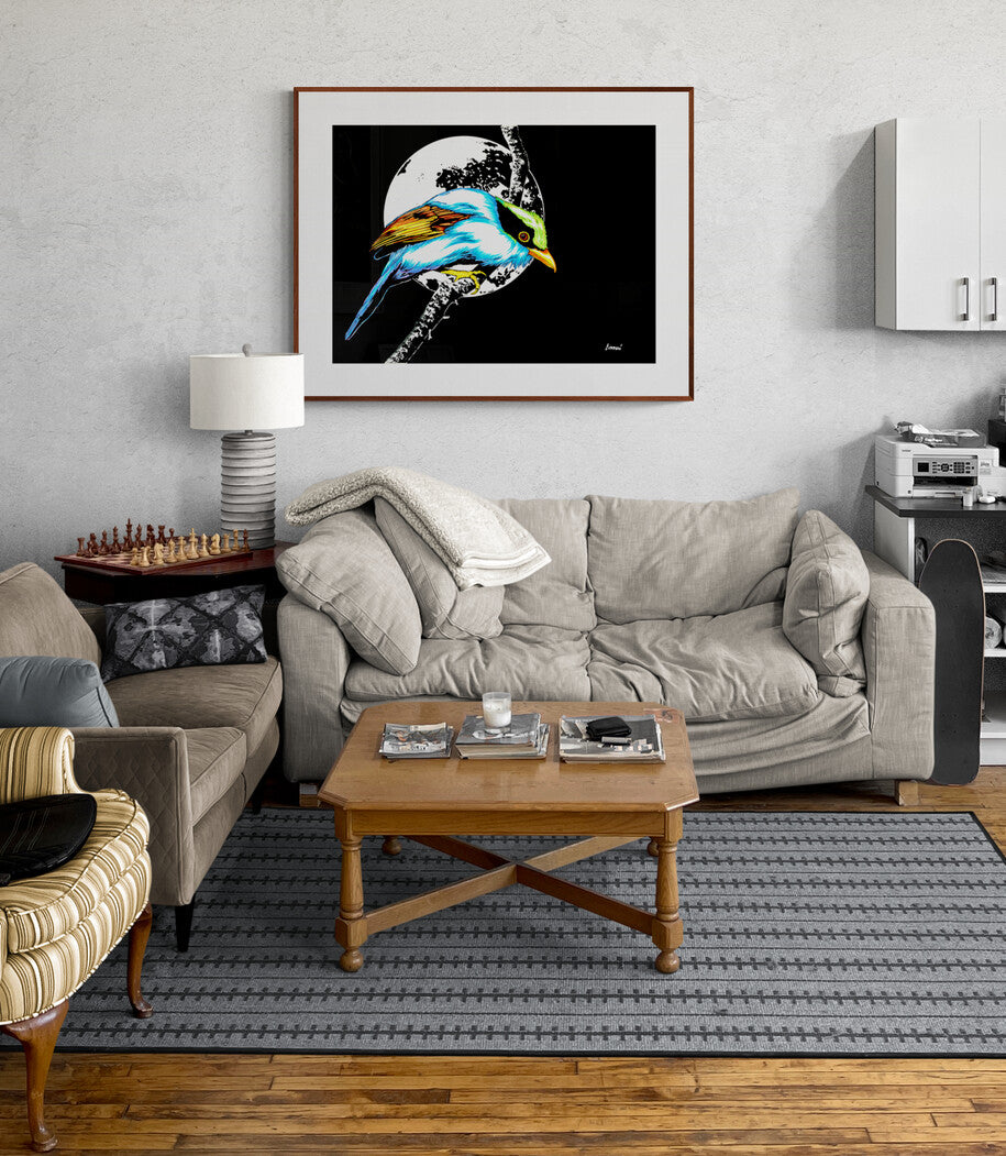 Exotic Bird Original Hand Drawn Wall Art Poster