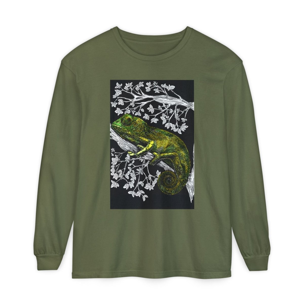 Chameleon Long Sleeve T-Shirt - Nature - Inspired Oversized Style - Curran Artworks
