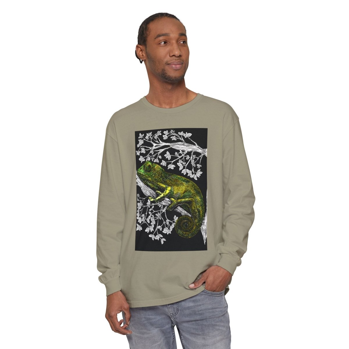 Chameleon Long Sleeve T-Shirt - Nature - Inspired Oversized Style - Curran Artworks