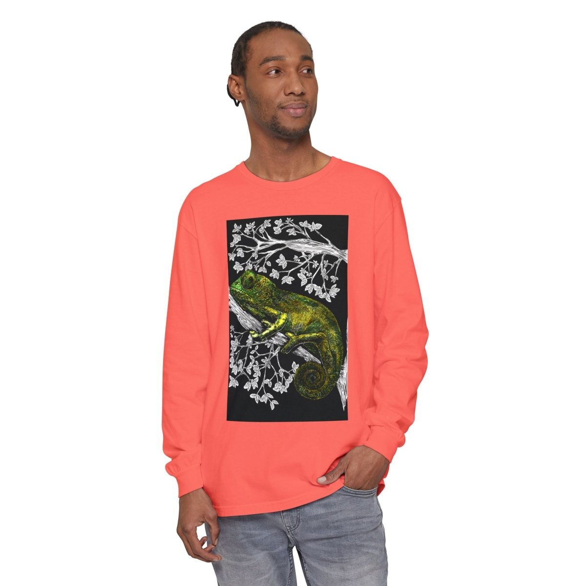 Chameleon Long Sleeve T-Shirt - Nature - Inspired Oversized Style - Curran Artworks