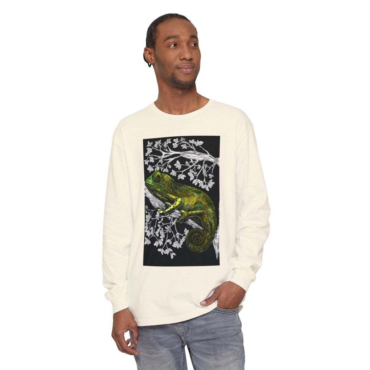 Chameleon Long Sleeve T-Shirt - Nature - Inspired Oversized Style - Curran Artworks