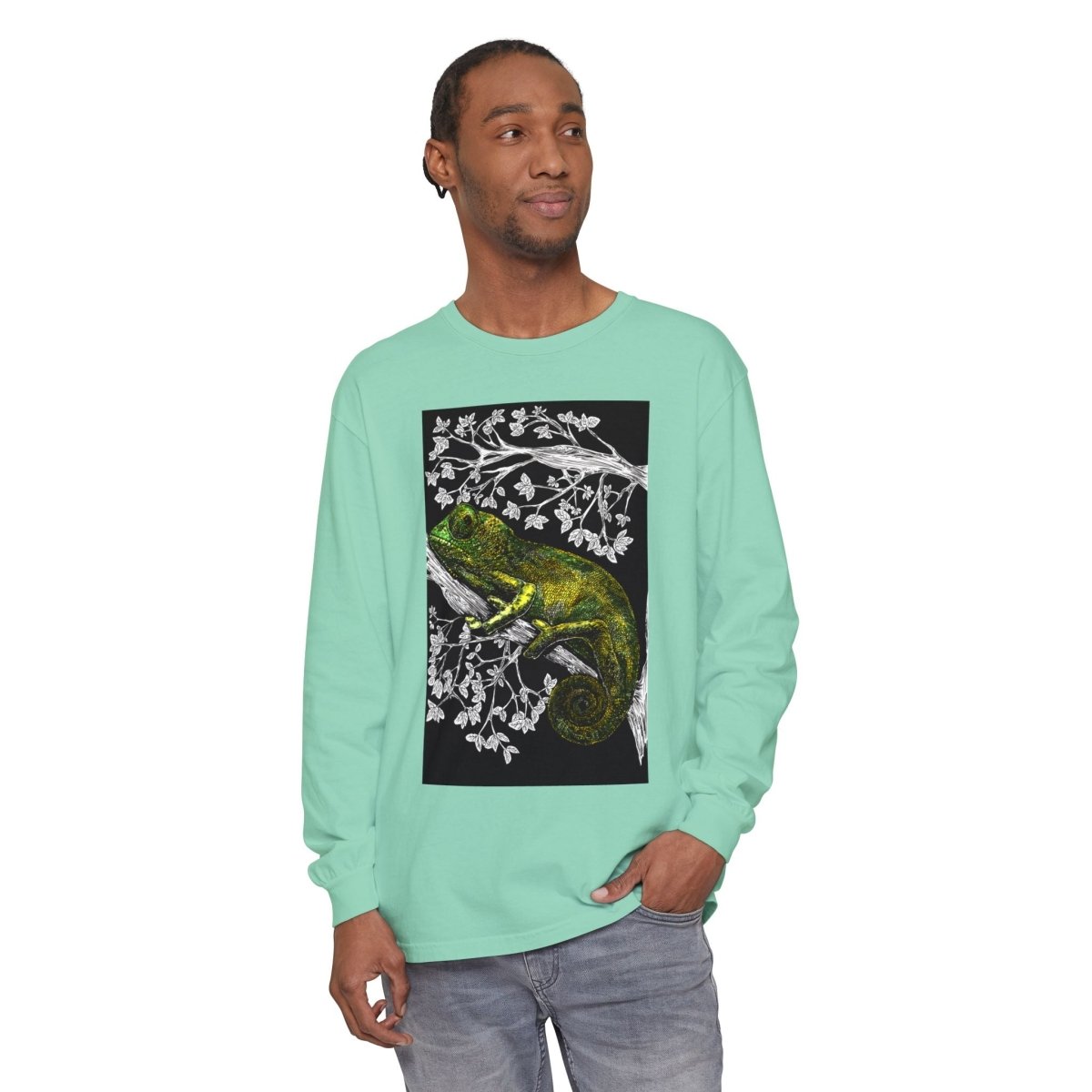 Chameleon Long Sleeve T-Shirt - Nature - Inspired Oversized Style - Curran Artworks