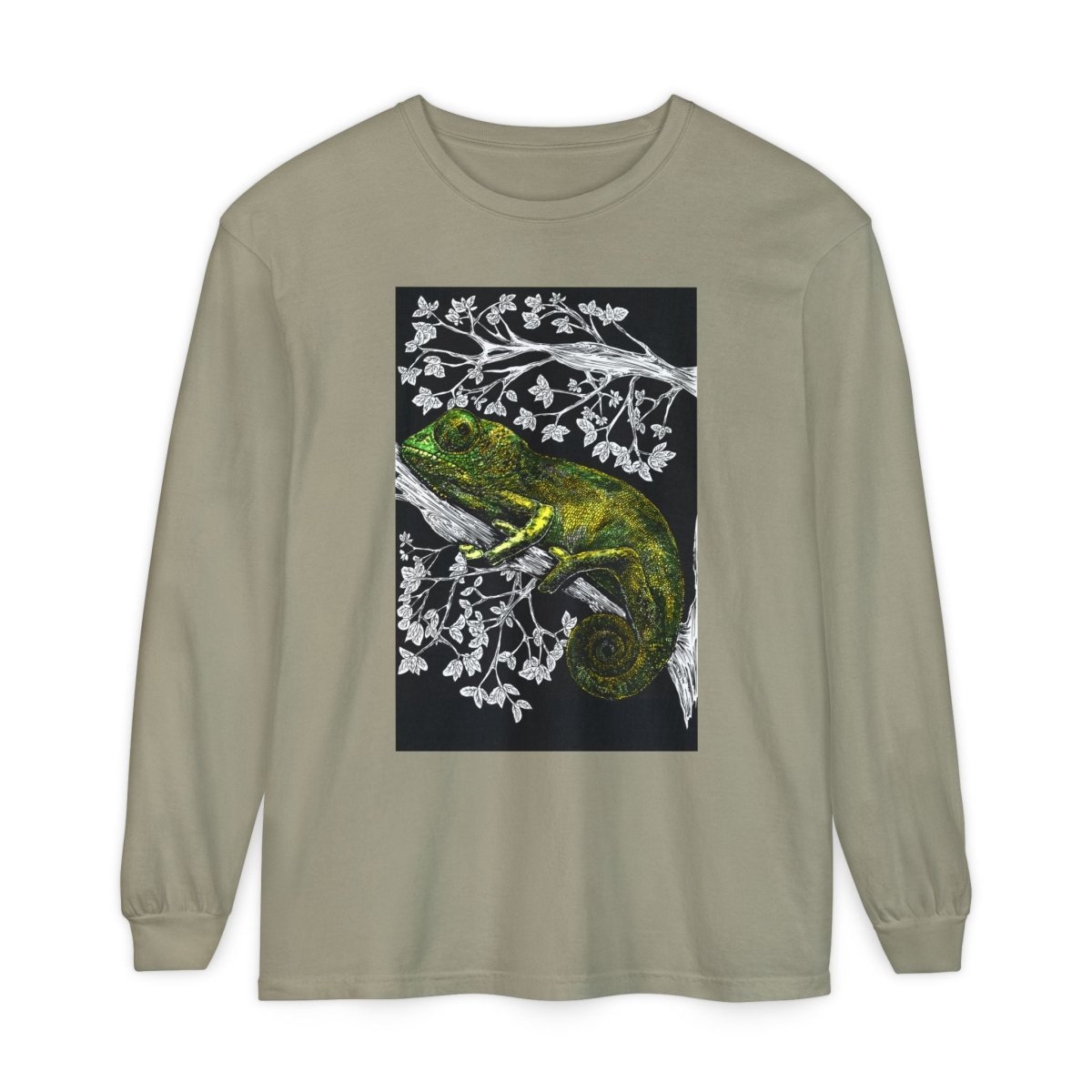 Chameleon Long Sleeve T-Shirt - Nature - Inspired Oversized Style - Curran Artworks