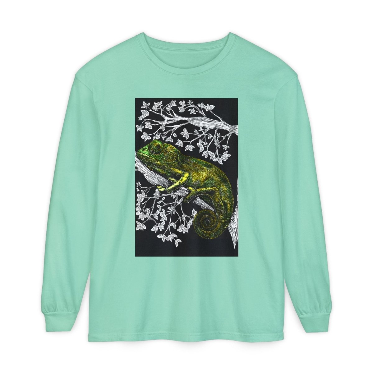 Chameleon Long Sleeve T-Shirt - Nature - Inspired Oversized Style - Curran Artworks