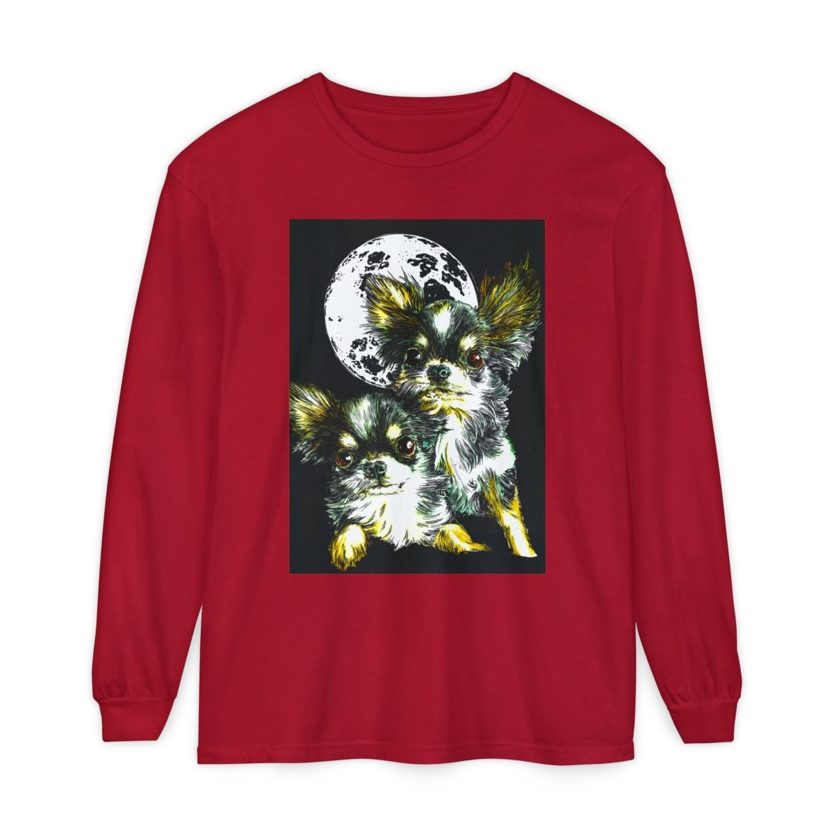 Chihuahua Moonlight Long Sleeve T-Shirt - Unisex Garment - Dyed Tee - Curran Artworks