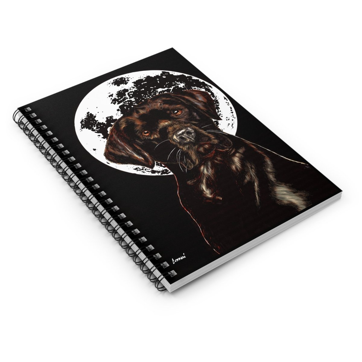 Chocolate Lab Dog Moon Spiral Notebook - Ruled Line Journal for Dog Lovers - Curran Artworks