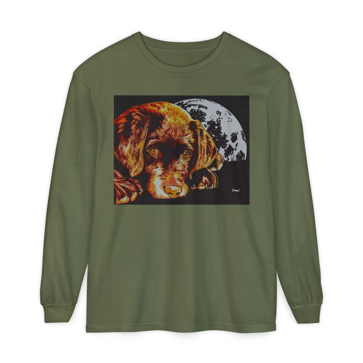 Chocolate Lab Puppy Long Sleeve T-Shirt - Cozy Unisex Tee for Dog Lovers - Curran Artworks