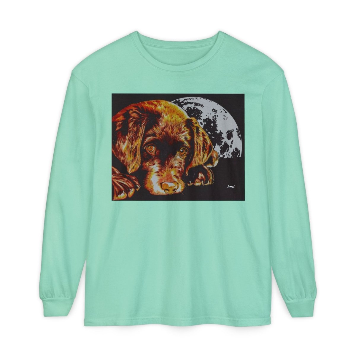 Chocolate Lab Puppy Long Sleeve T-Shirt - Cozy Unisex Tee for Dog Lovers - Curran Artworks