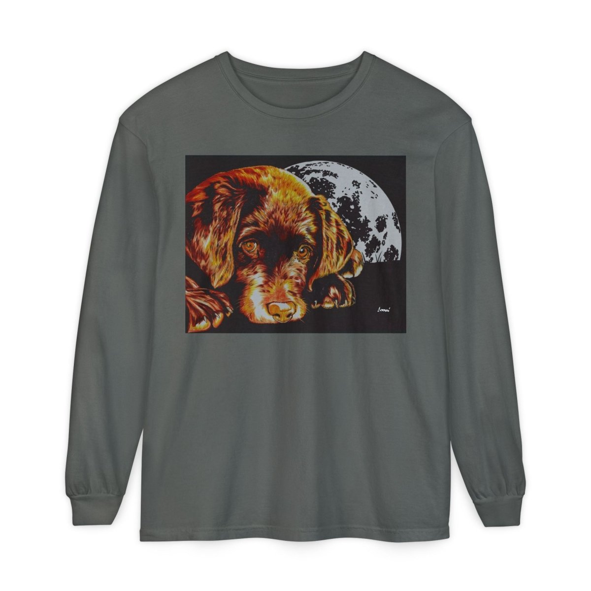 Chocolate Lab Puppy Long Sleeve T-Shirt - Cozy Unisex Tee for Dog Lovers - Curran Artworks