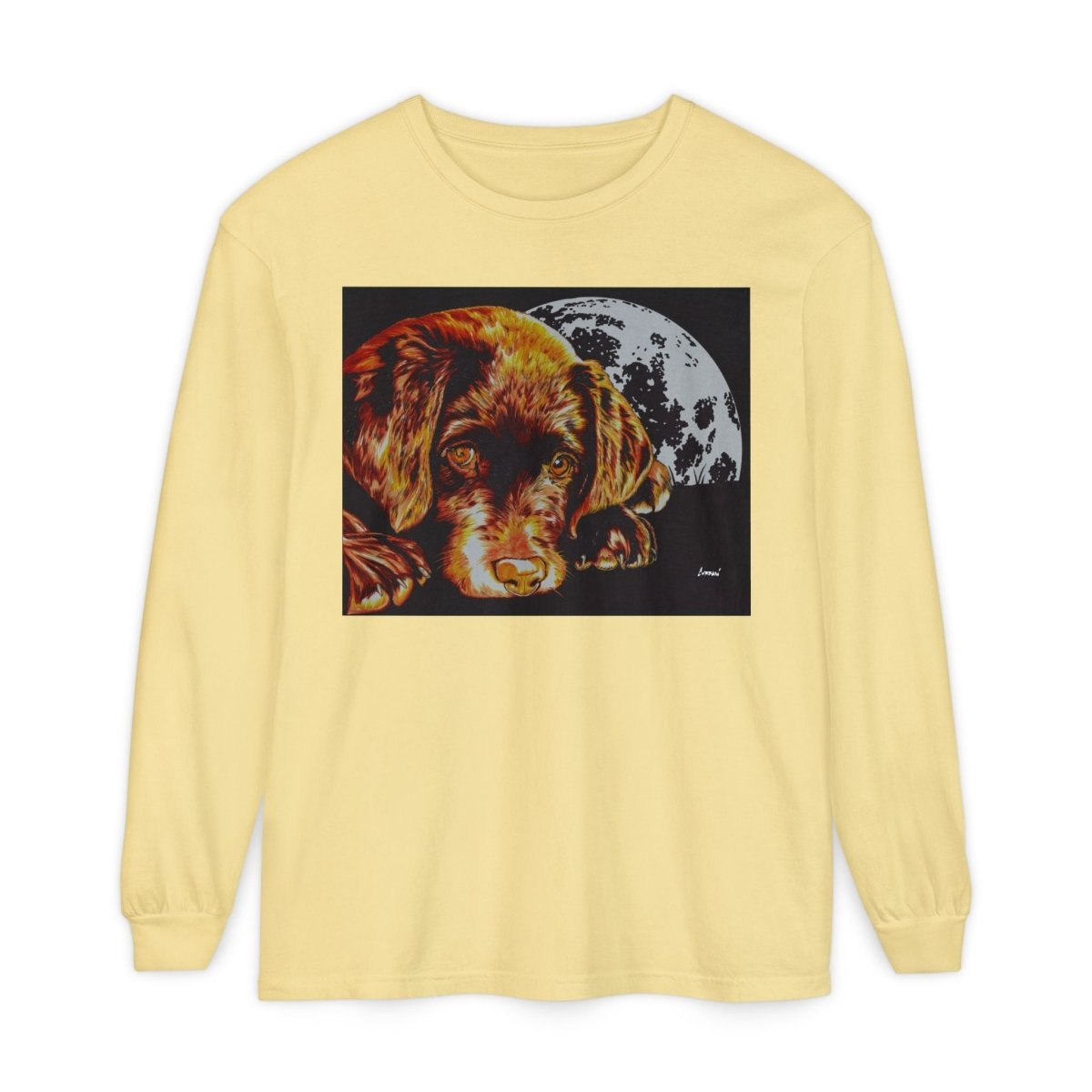 Chocolate Lab Puppy Long Sleeve T-Shirt - Cozy Unisex Tee for Dog Lovers - Curran Artworks