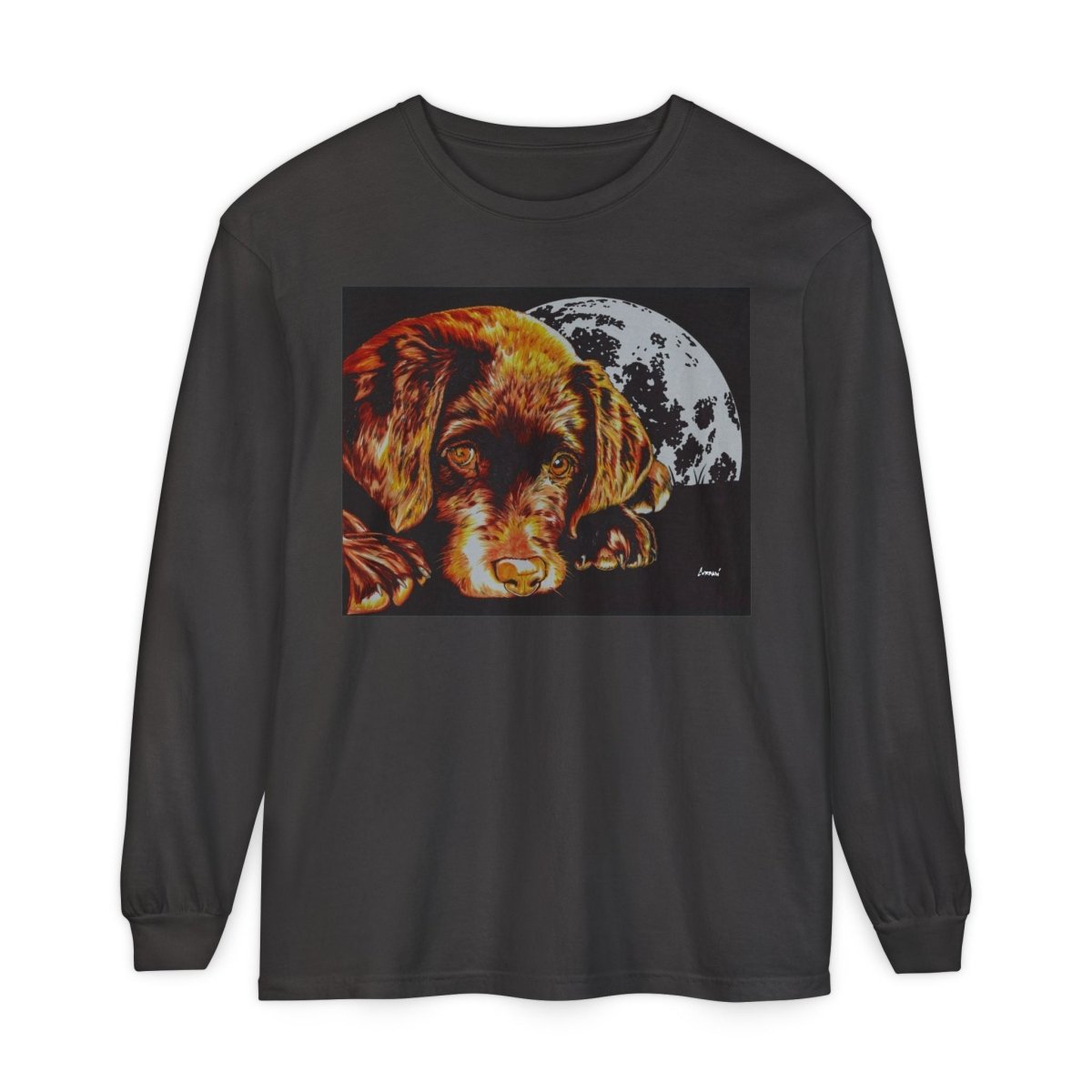 Chocolate Lab Puppy Long Sleeve T-Shirt - Cozy Unisex Tee for Dog Lovers - Curran Artworks