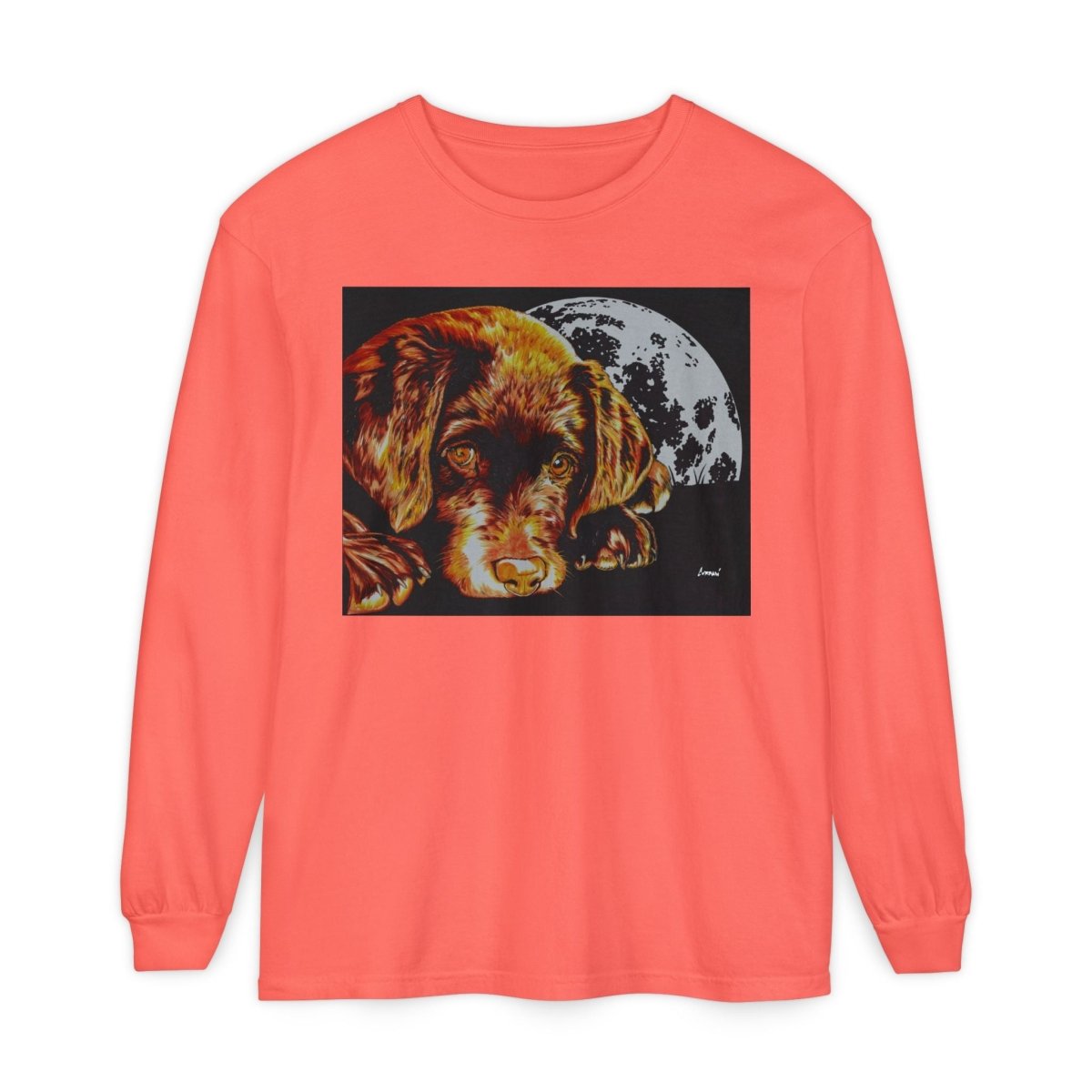 Chocolate Lab Puppy Long Sleeve T-Shirt - Cozy Unisex Tee for Dog Lovers - Curran Artworks