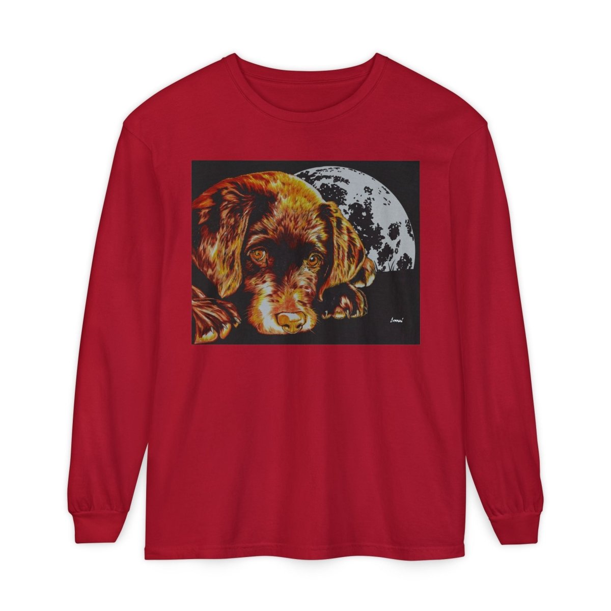 Chocolate Lab Puppy Long Sleeve T-Shirt - Cozy Unisex Tee for Dog Lovers - Curran Artworks