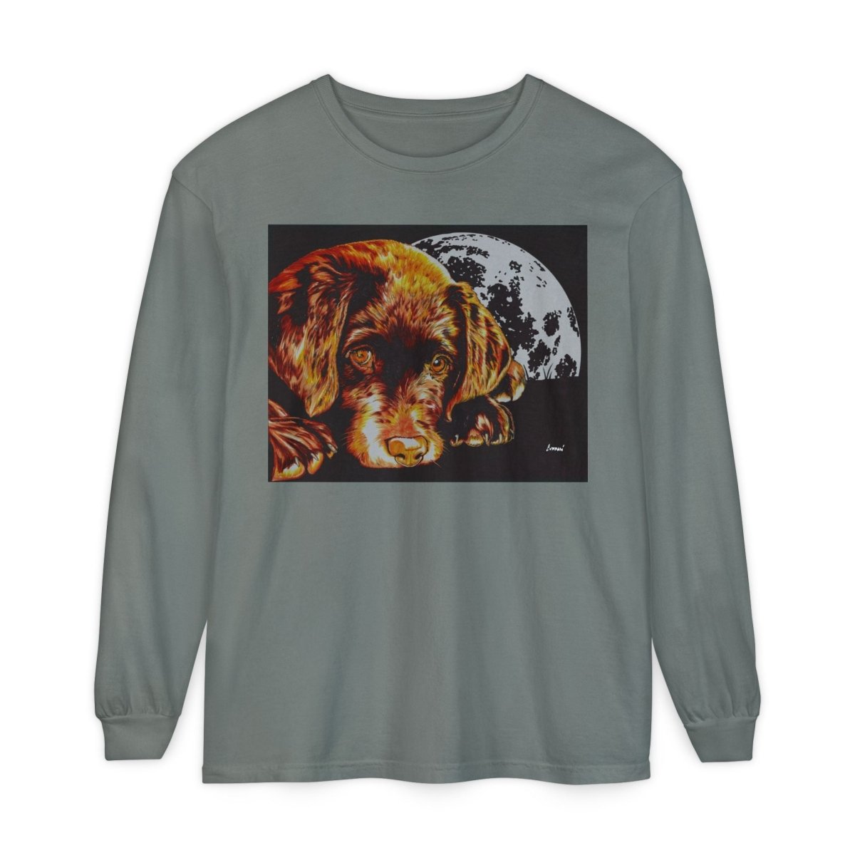 Chocolate Lab Puppy Long Sleeve T-Shirt - Cozy Unisex Tee for Dog Lovers - Curran Artworks