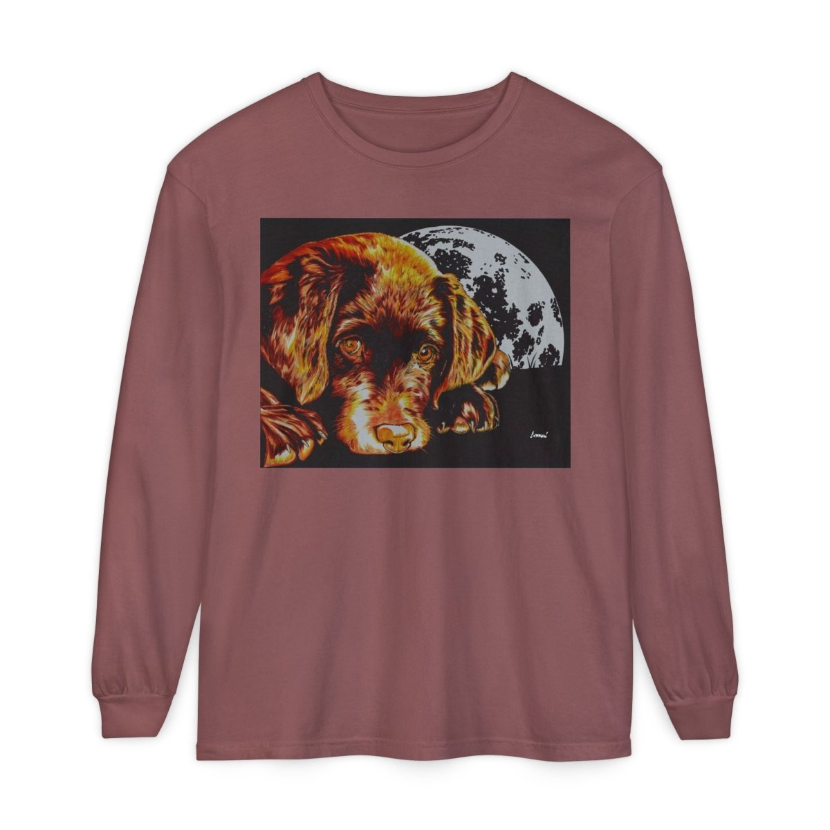 Chocolate Lab Puppy Long Sleeve T-Shirt - Cozy Unisex Tee for Dog Lovers - Curran Artworks