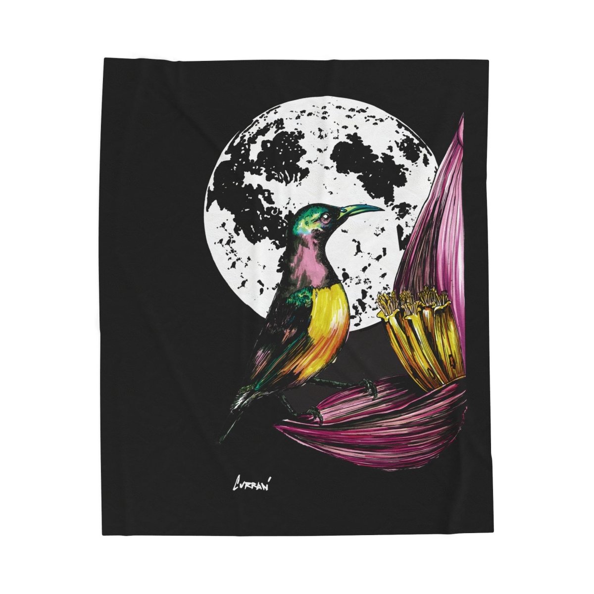 Colorful Hummingbird Velveteen Plush Blanket – Cozy Art for Nature Lovers - Curran Artworks