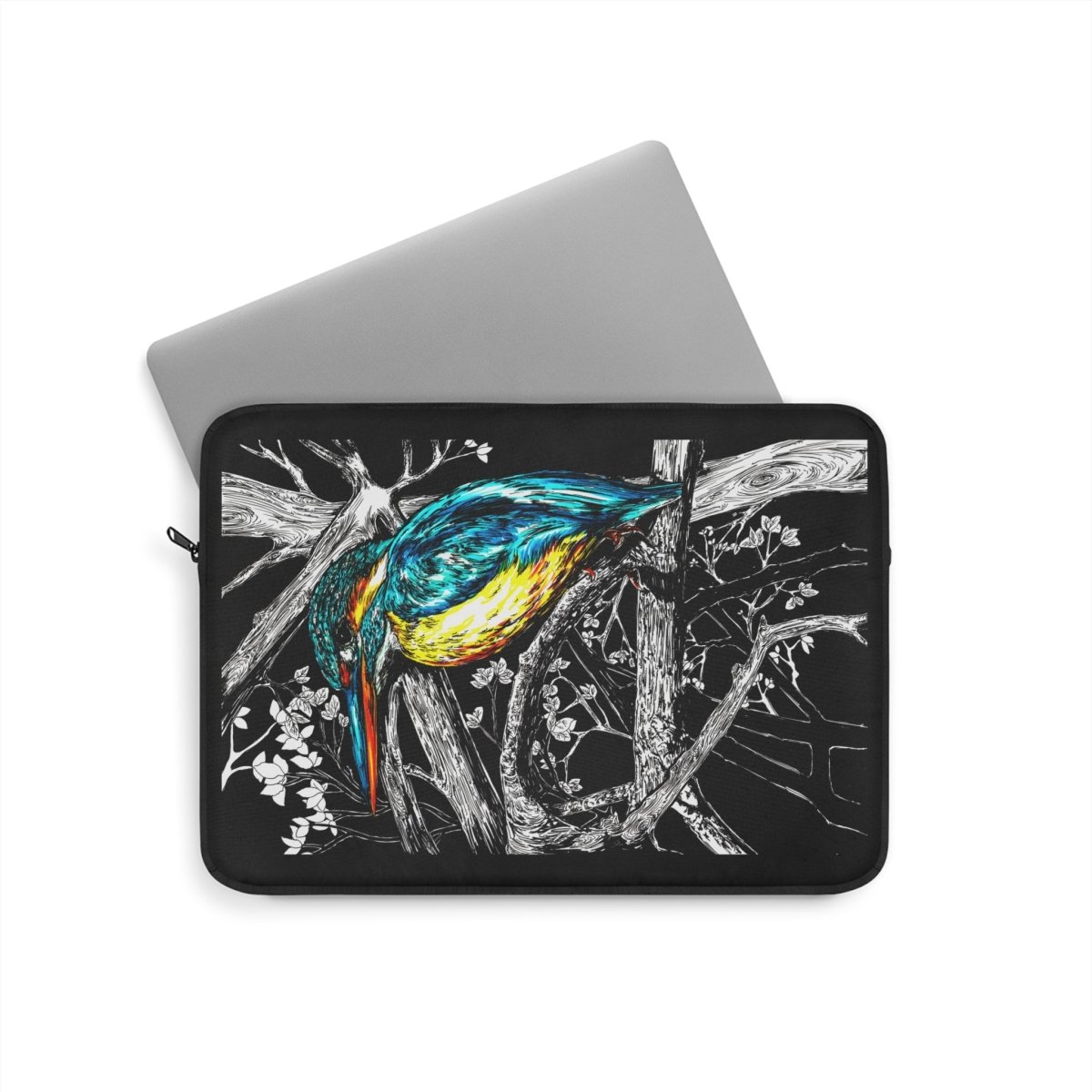 Colorful Kingfisher Bird Laptop Sleeve – Artistic Protection for Tech Lovers - Curran Artworks