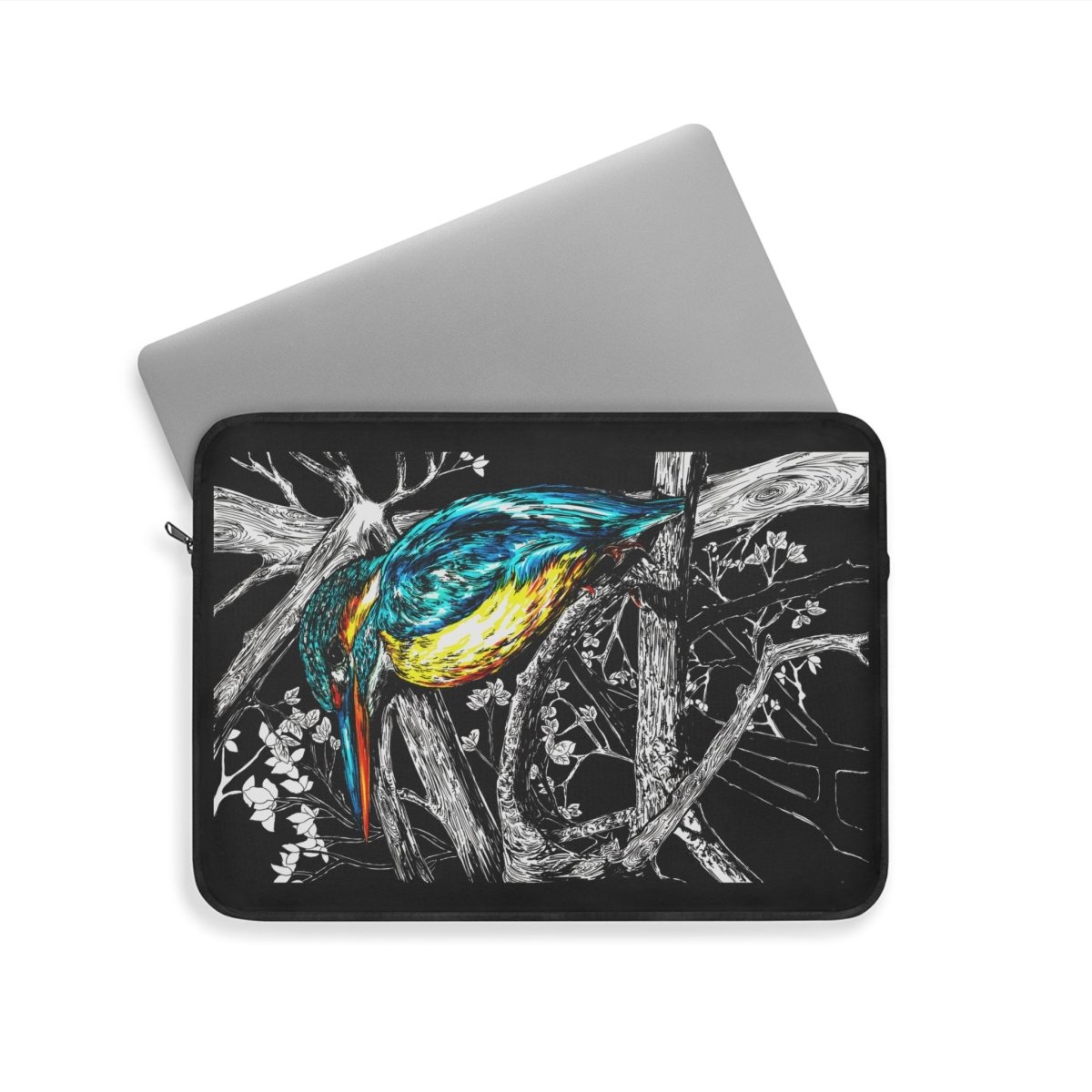 Colorful Kingfisher Bird Laptop Sleeve – Artistic Protection for Tech Lovers - Curran Artworks