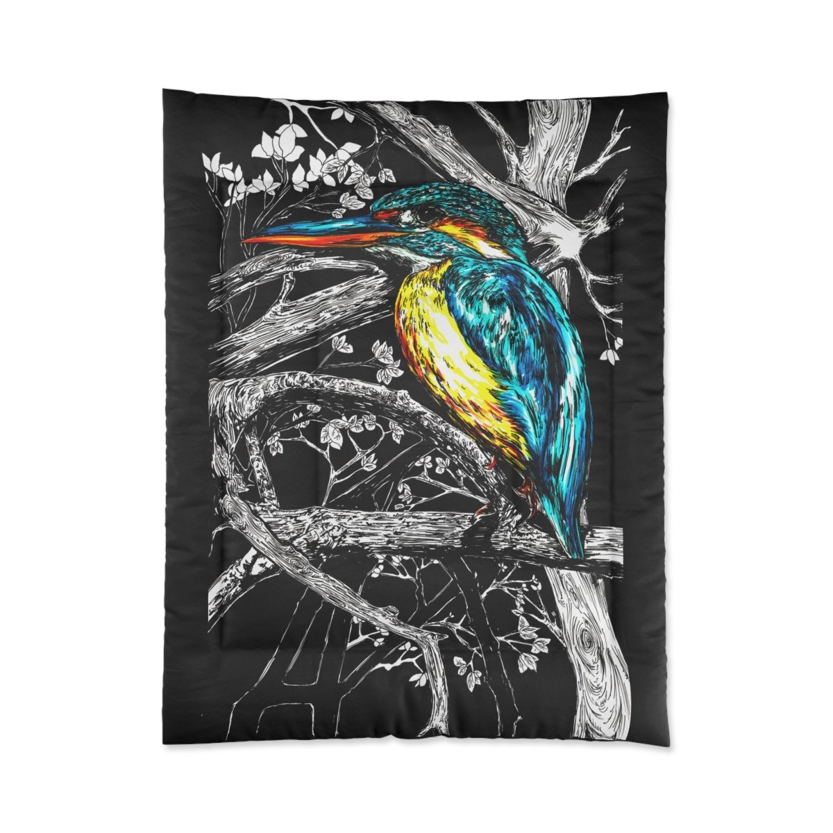 Colorful Kingfisher Comforter - Nature - Inspired Bedding for Bird Lovers - Curran Artworks