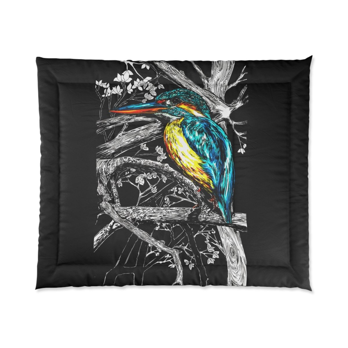 Colorful Kingfisher Comforter - Nature - Inspired Bedding for Bird Lovers - Curran Artworks
