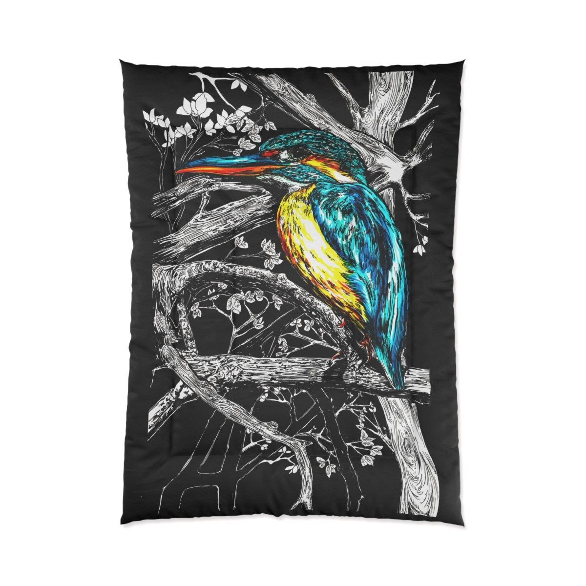 Colorful Kingfisher Comforter - Nature - Inspired Bedding for Bird Lovers - Curran Artworks