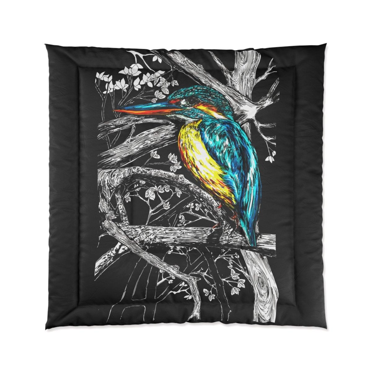 Colorful Kingfisher Comforter - Nature - Inspired Bedding for Bird Lovers - Curran Artworks
