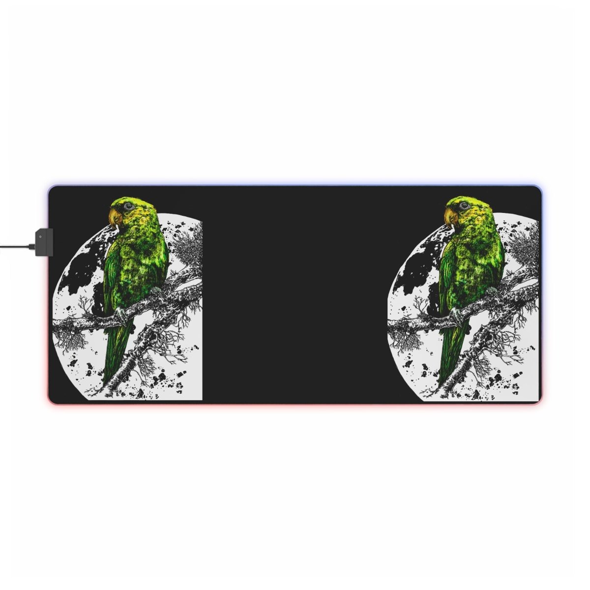 Colorful Parrot LED Gaming Mouse Pad - Ideal for Gamers & Nature Lovers - Curran Artworks