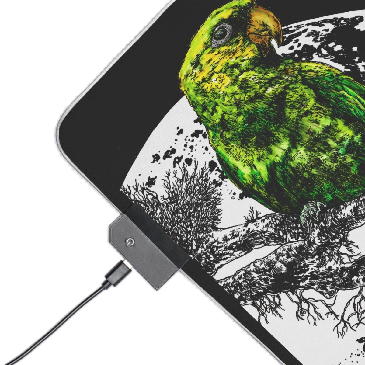 Colorful Parrot LED Gaming Mouse Pad - Ideal for Gamers & Nature Lovers - Curran Artworks