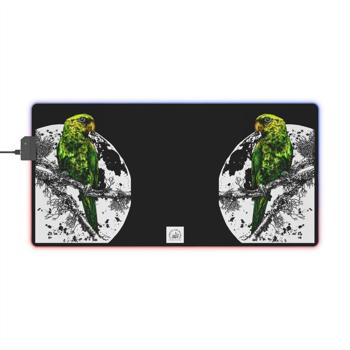 Colorful Parrot LED Gaming Mouse Pad - Ideal for Gamers & Nature Lovers - Curran Artworks