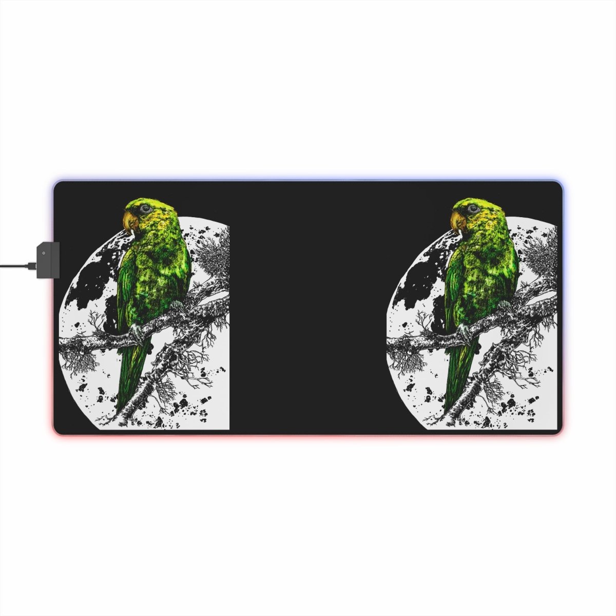 Colorful Parrot LED Gaming Mouse Pad - Ideal for Gamers & Nature Lovers - Curran Artworks