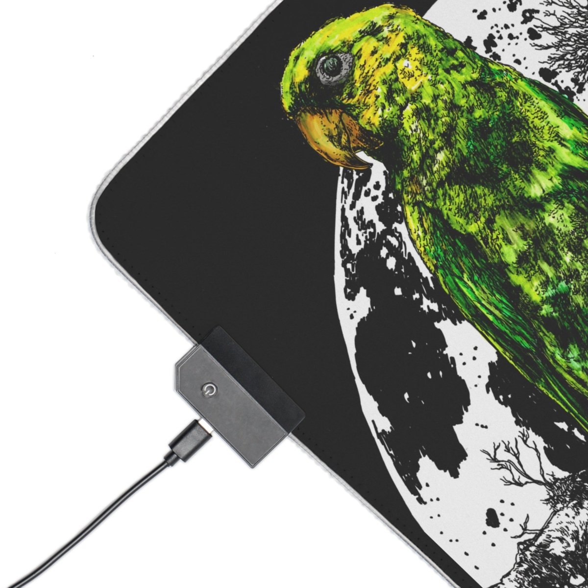 Colorful Parrot LED Gaming Mouse Pad - Ideal for Gamers & Nature Lovers - Curran Artworks