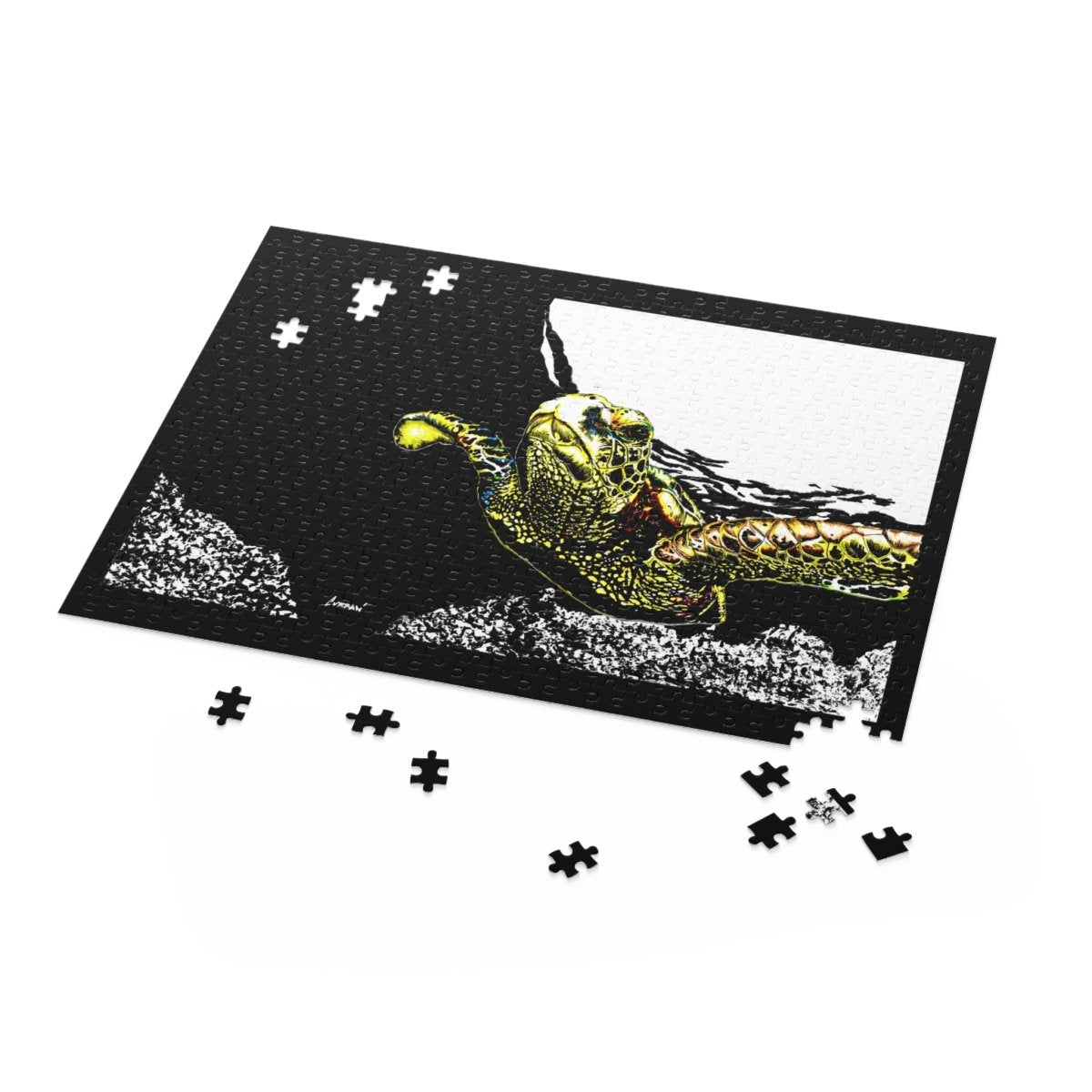 Colorful Sea Turtle Puzzle – 120, 252, 500 - Piece Ocean Art for Nature Lovers - Curran Artworks