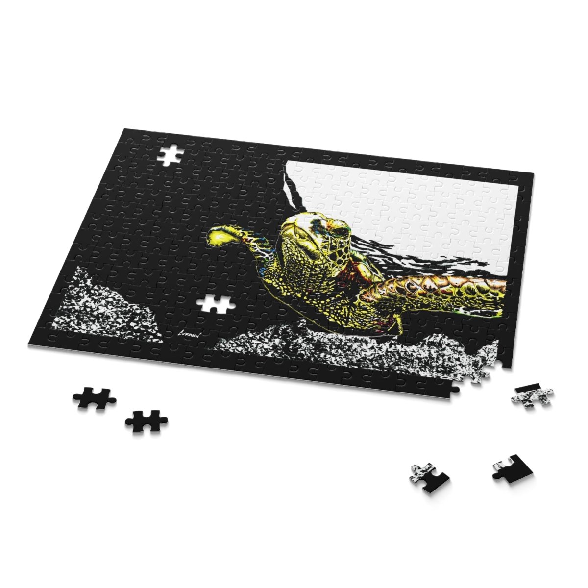 Colorful Sea Turtle Puzzle – 120, 252, 500 - Piece Ocean Art for Nature Lovers - Curran Artworks