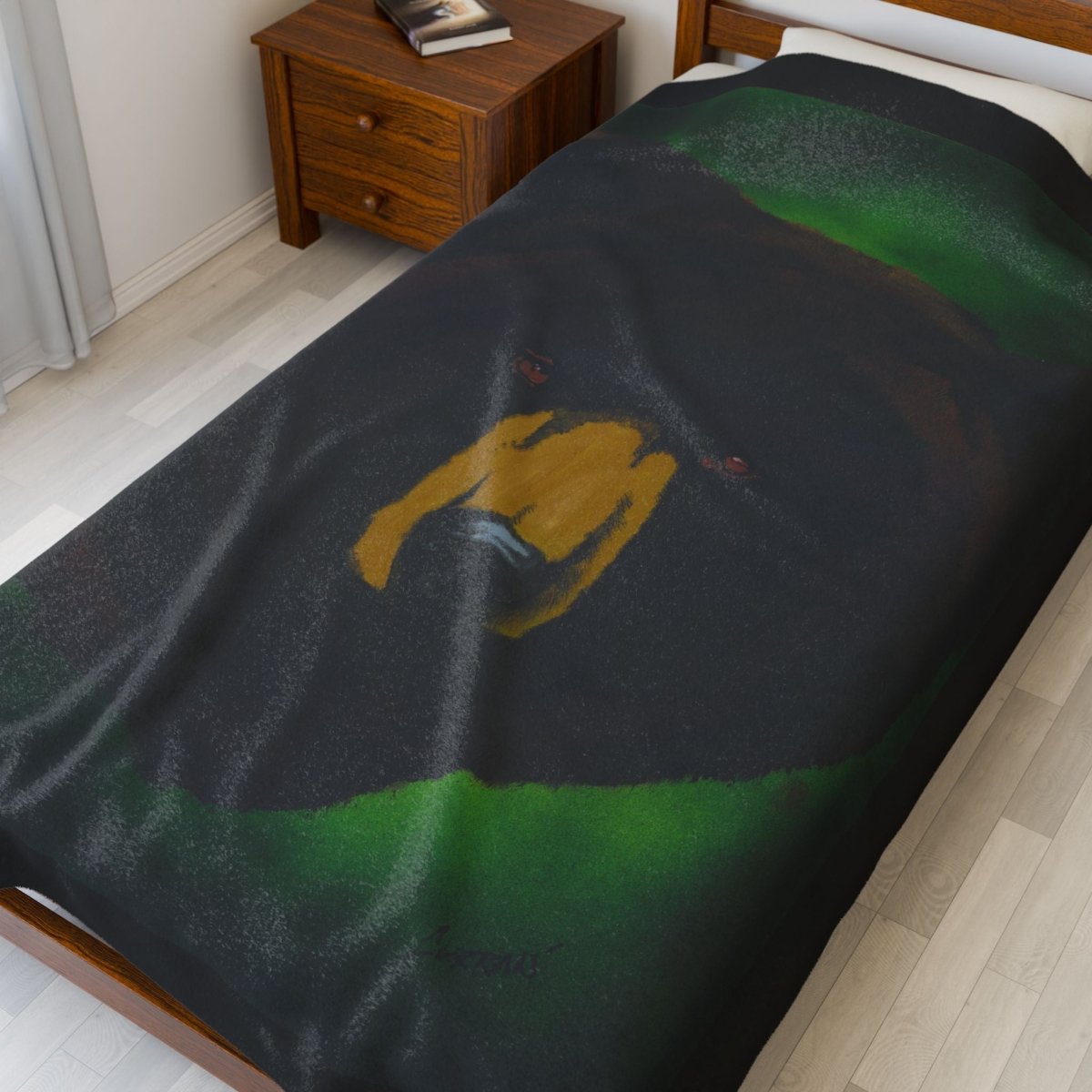 Cozy Brown Bear Themed Velveteen Plush Blanket - Perfect for Nature Lovers - Curran Artworks