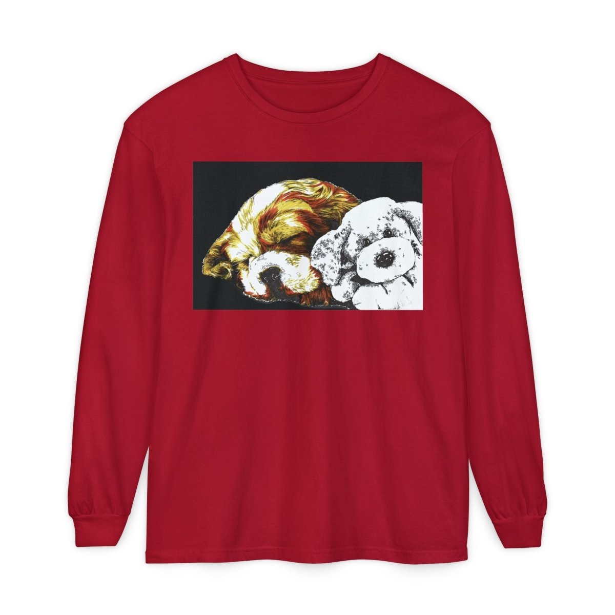 Cozy Cocker spaniel puppy & Plush Toy Long Sleeve T-Shirt for Animal Lovers - Curran Artworks
