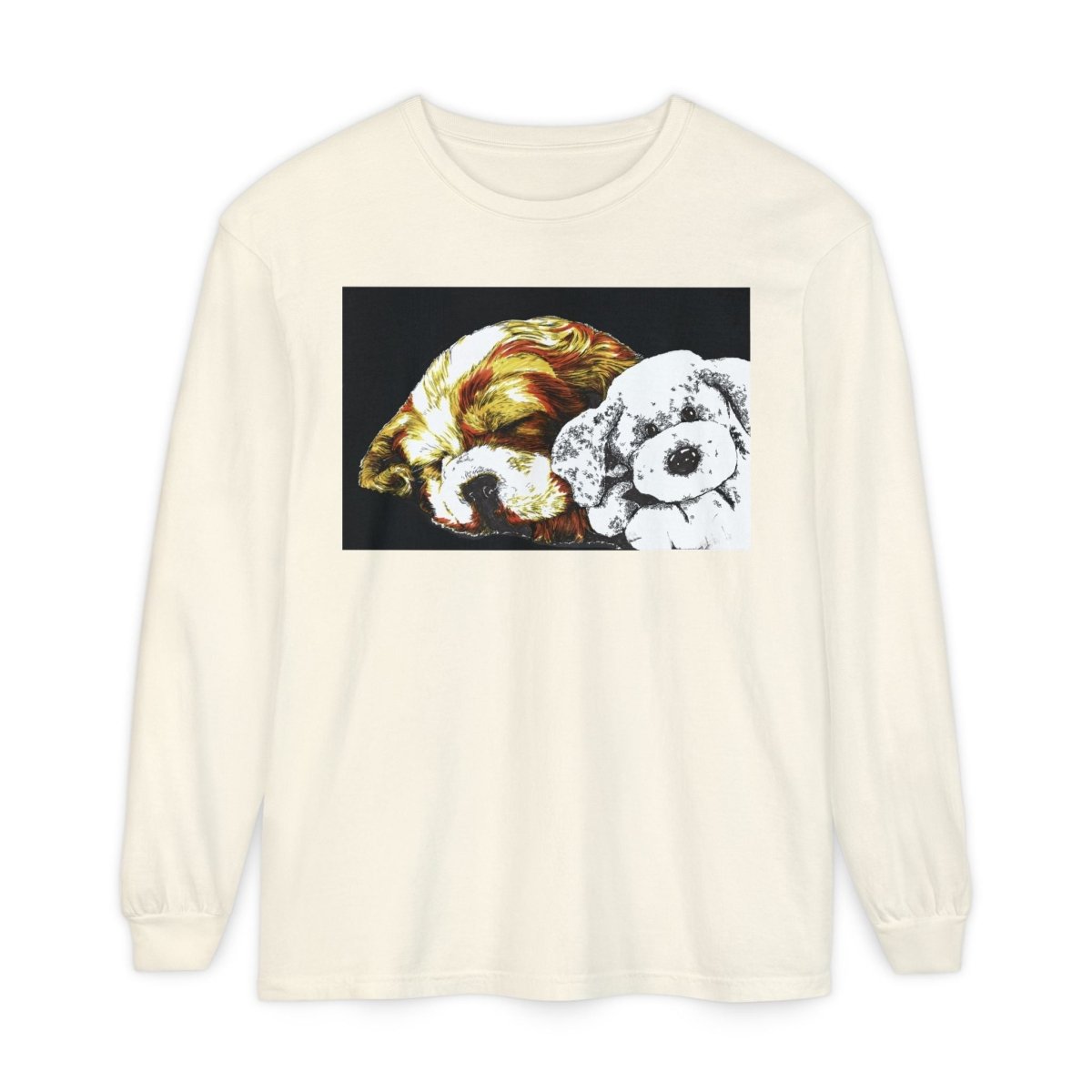 Cozy Cocker spaniel puppy & Plush Toy Long Sleeve T-Shirt for Animal Lovers - Curran Artworks