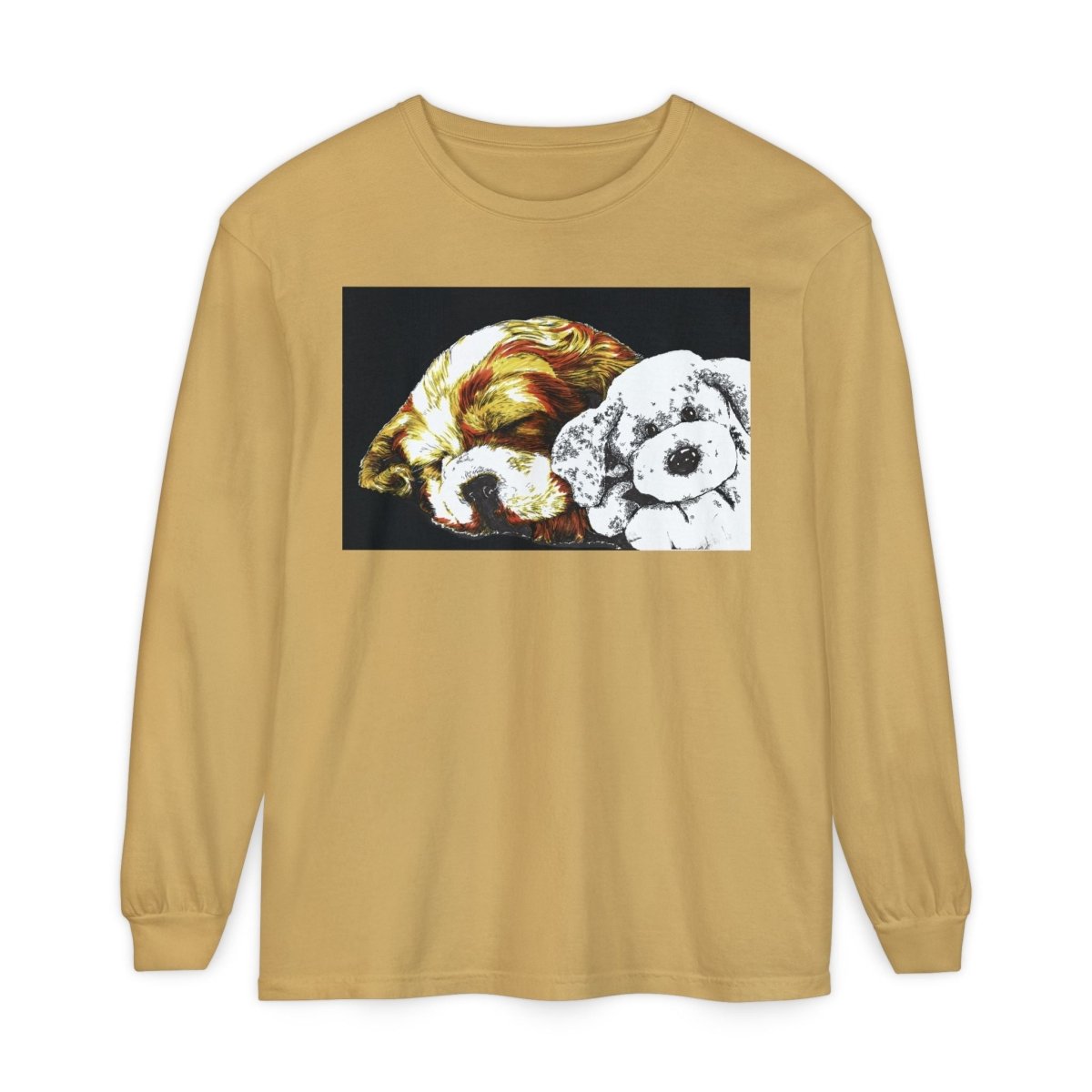 Cozy Cocker spaniel puppy & Plush Toy Long Sleeve T-Shirt for Animal Lovers - Curran Artworks