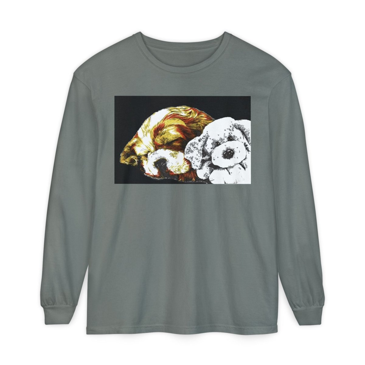 Cozy Cocker spaniel puppy & Plush Toy Long Sleeve T-Shirt for Animal Lovers - Curran Artworks