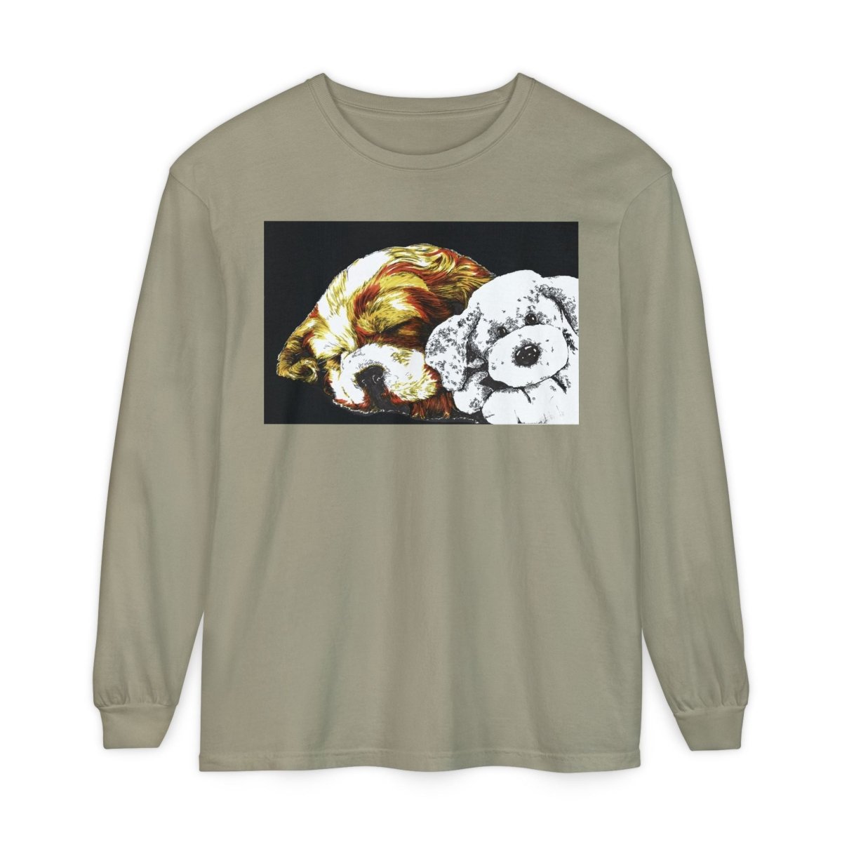 Cozy Cocker spaniel puppy & Plush Toy Long Sleeve T-Shirt for Animal Lovers - Curran Artworks