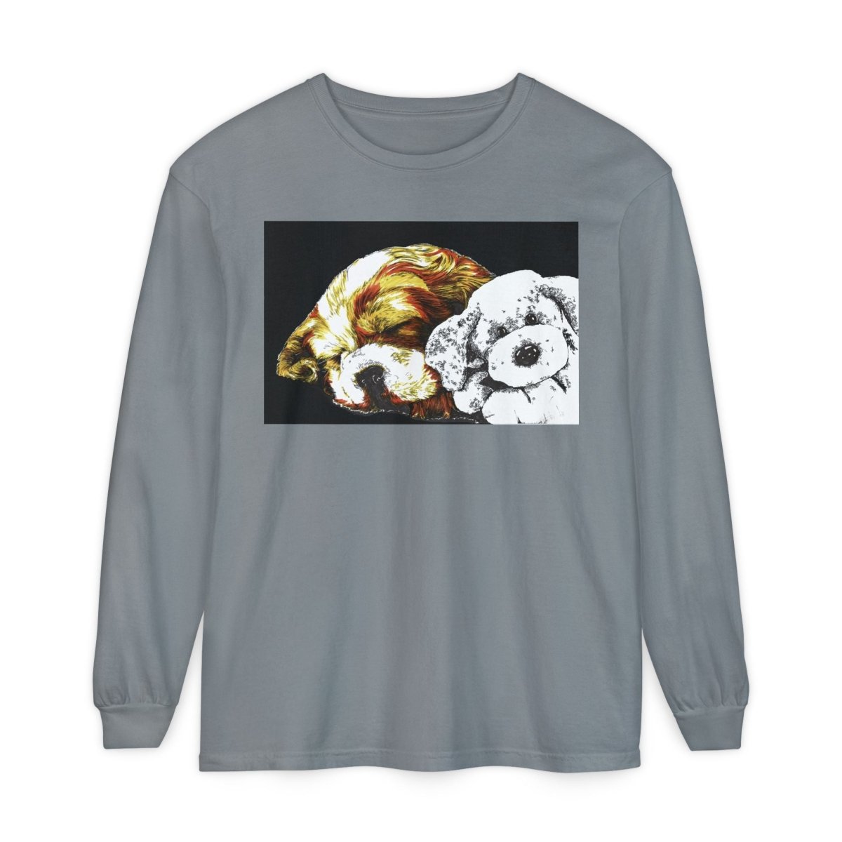 Cozy Cocker spaniel puppy & Plush Toy Long Sleeve T-Shirt for Animal Lovers - Curran Artworks