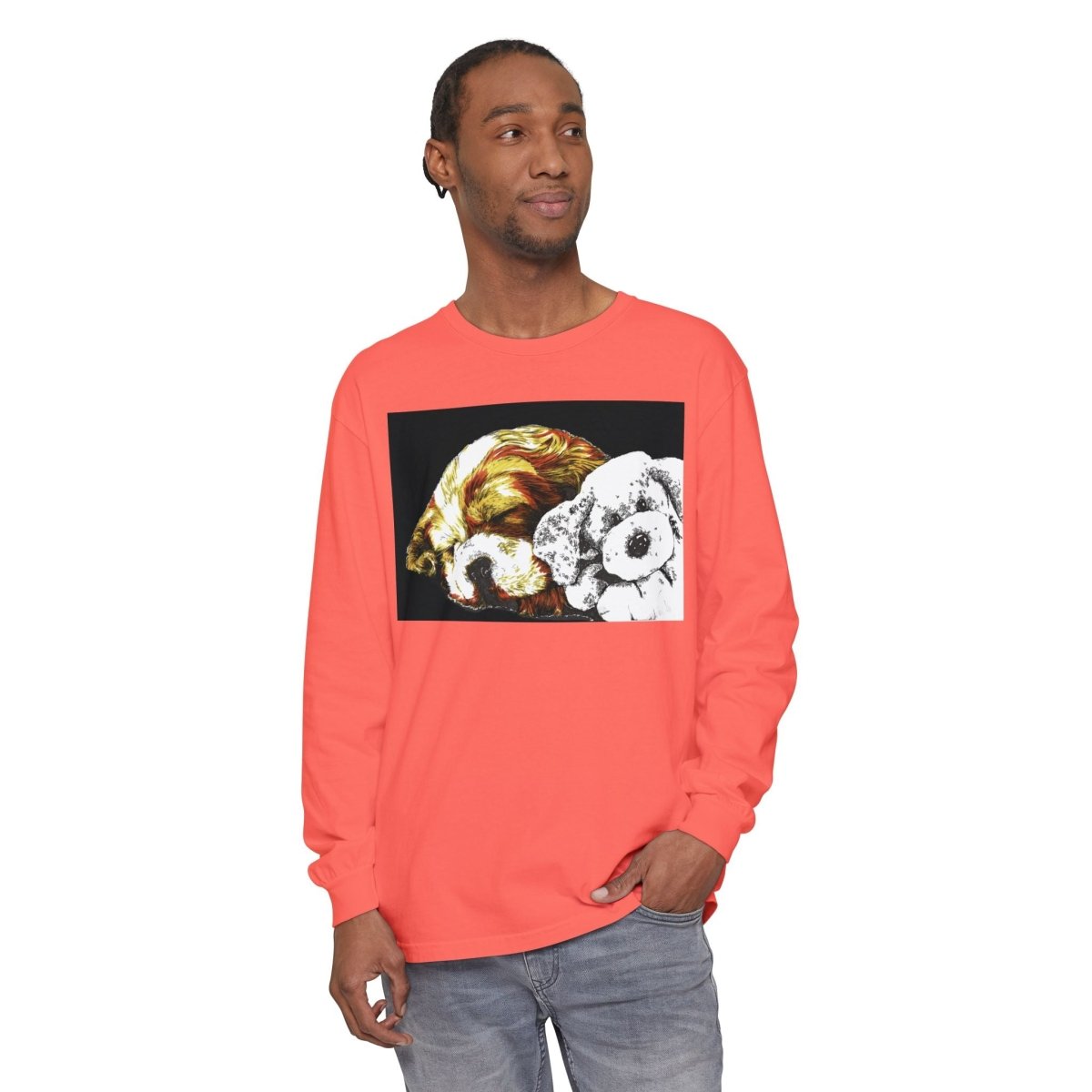 Cozy Cocker spaniel puppy & Plush Toy Long Sleeve T-Shirt for Animal Lovers - Curran Artworks
