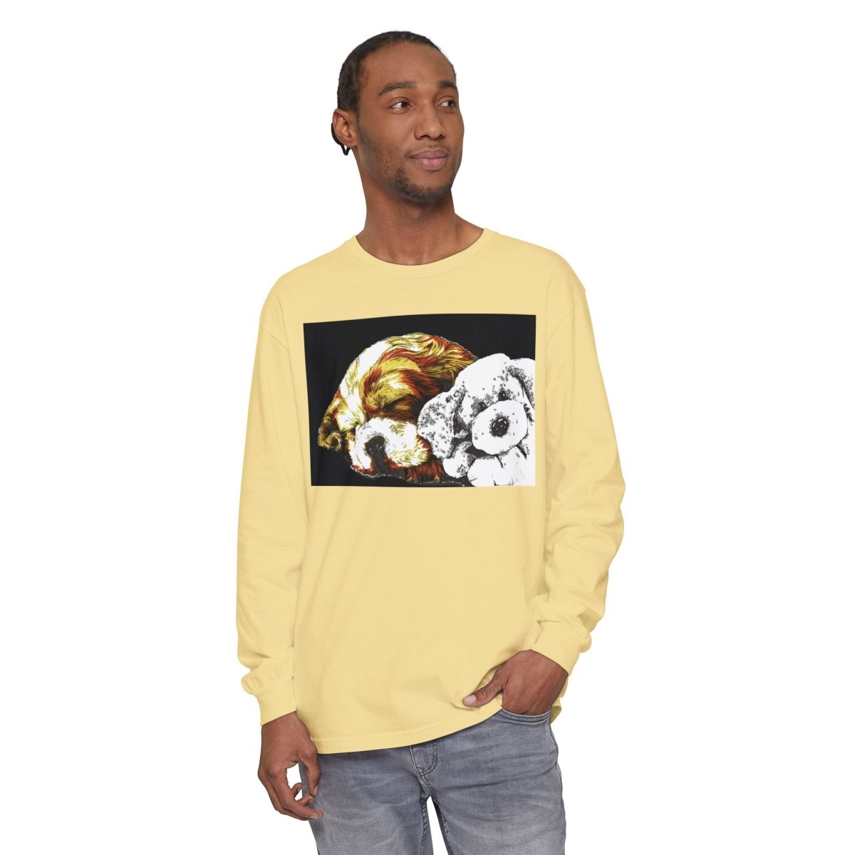 Cozy Cocker spaniel puppy & Plush Toy Long Sleeve T-Shirt for Animal Lovers - Curran Artworks