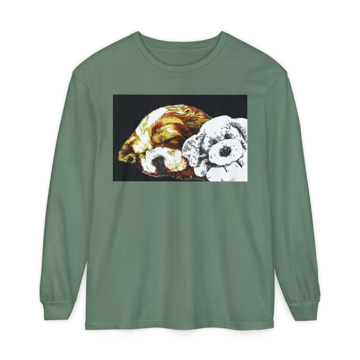 Cozy Cocker spaniel puppy & Plush Toy Long Sleeve T-Shirt for Animal Lovers - Curran Artworks