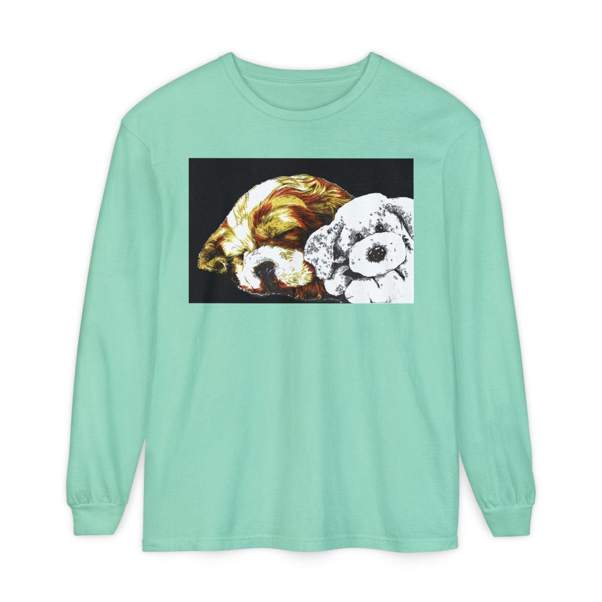 Cozy Cocker spaniel puppy & Plush Toy Long Sleeve T-Shirt for Animal Lovers - Curran Artworks