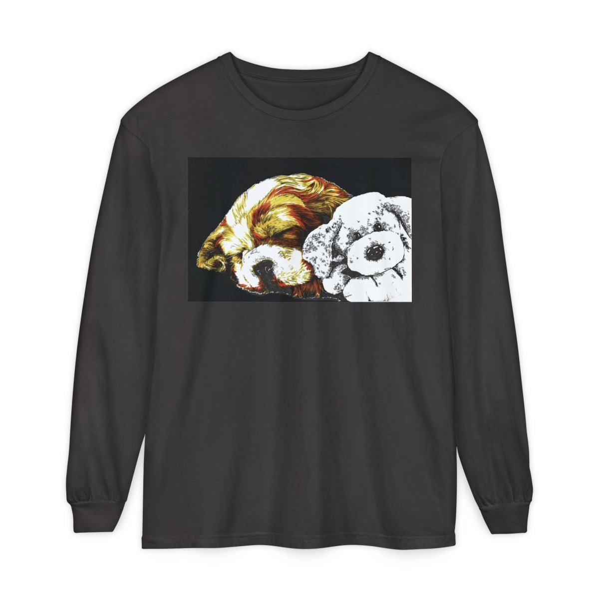 Cozy Cocker spaniel puppy & Plush Toy Long Sleeve T-Shirt for Animal Lovers - Curran Artworks