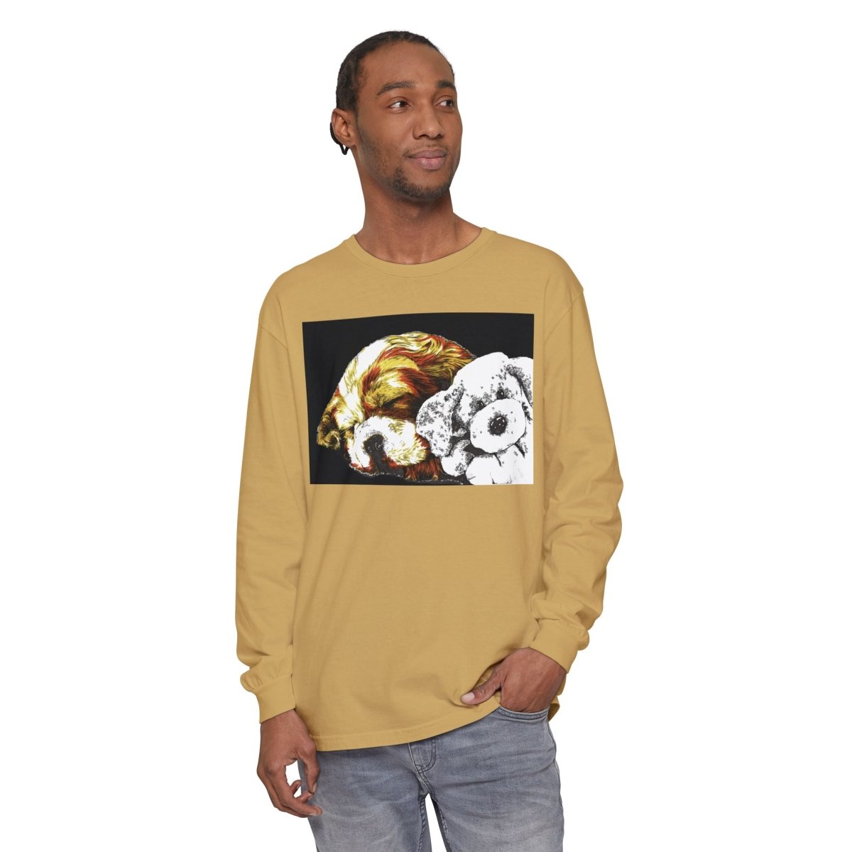 Cozy Cocker spaniel puppy & Plush Toy Long Sleeve T-Shirt for Animal Lovers - Curran Artworks