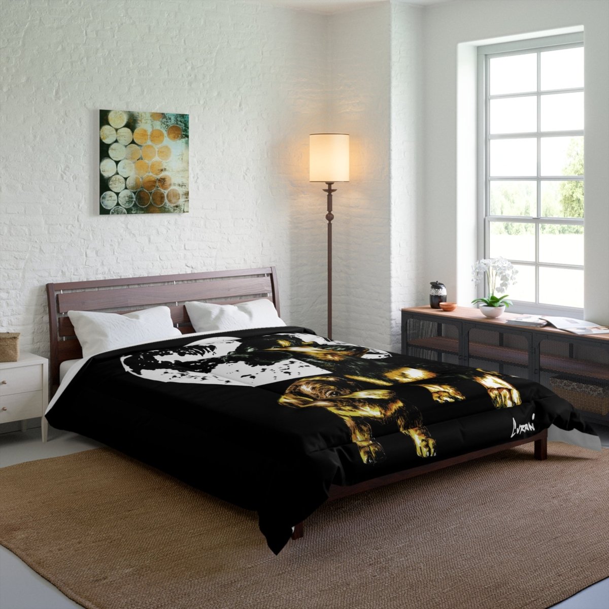 Cozy Dachshund Comforter - Dog Lover's Moonlit Bedding - Curran Artworks